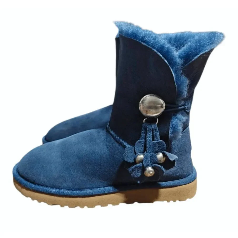 UGG Bailey Button 'Puff Dark Denim' Winter Boot Size 6